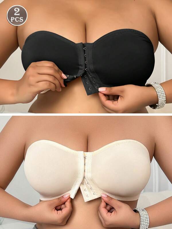 NudeFit 2pcs Plus Size Women Strapless Wireless Bra