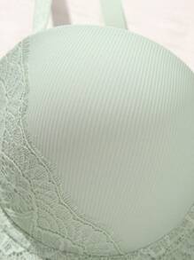 3件套简约纯色蕾丝舒适聚拢日常内衣文胸，适合小胸围 - 彩色 - 查看 4