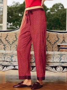 EverLounge Women's Simple & Comfortable Satin-Like Pajama Bottom Pants - Red - View 1