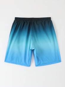 Traje de baño de 2 en 1 para adolescentes varones con estampado degradado de árboles de coco y cordón en la cintura, para verano