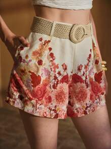 MOTF PREMIUM Shorts de linho com estampa floral - Multicolorido - Ver 3