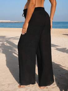 SHEIN Spodnie ciążowe, luźne, jednokolorowe, okrywające, modne na lato