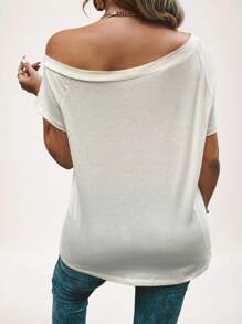 SHEIN LUNE Talla grande Camiseta con estampado de vaca y letra de manga raglán