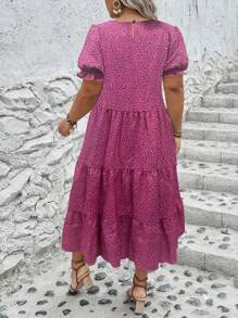 SHEIN Clasi Plus Leopard Print Ruffle Hem Dress For Summer Maxi Women Outfit - Hot Pink - View 2