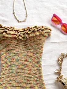 Soleia 女士时尚多层荷叶边下摆迷你针织筒形连衣裙 - 彩色 - 查看 4