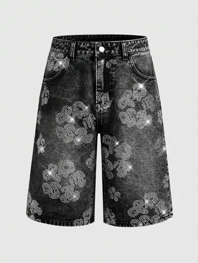 Goth Street Life Men's Daily Diamond Buttons Denim Shorts