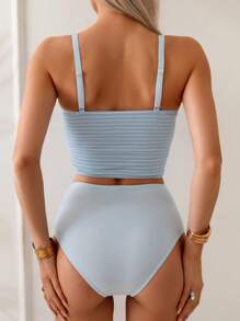 Swim Vcay Women's Beach Vacation Striped Camisole Tankini Top For Summer