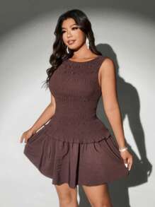 Viva Relle Plus Size Sexy Off-Shoulder Dress - Coffee Brown - View 5