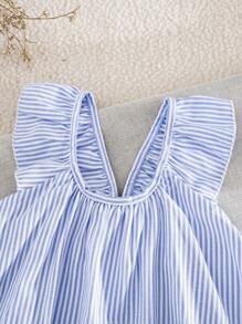 Cozy Pixies Baby Girl Plant & Floral Pattern Round Neck Ruffle Hem Dress