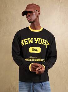 SUMWON Running Club Athletic Long Sleeve Ringer Tee International Sport Casual Streetwear Sweatshirt Fall Winter University Style Varsity Top - Multicolor - View 6