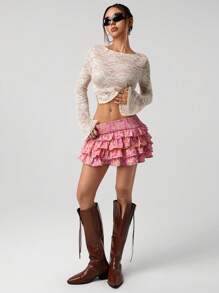 SHEIN ICON Women Multi-Layer Fashion Ruffle Hem Skirt Suitable For Summer - Multicolor - View 7