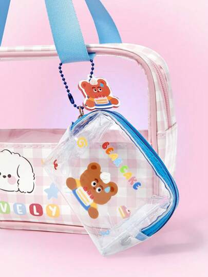 Kawaii Cute Bear Colorful Transparent Pouch/Coin Purse Decor , Clear Bag