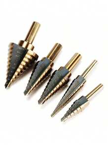 3/5 件高速钢钴多孔 50 种尺寸阶梯钻头套装，带铝制盒/袋，工具配件 - 金色 - 查看 6