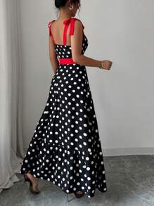 Elenzga Women Polka Dot Print Cami Dress