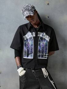 NEON BLANC 男士街头风格梭织图案印花短袖T恤，适合夏季