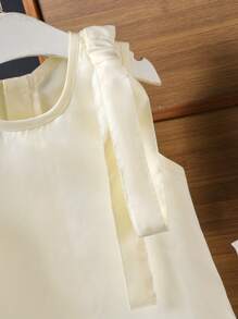 Vestido holgado sin mangas con decoración de mariposa y flores para niñas, atuendo informal - Blanco - Ver 7