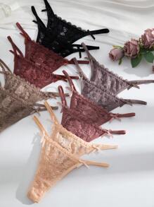 SHEIN 12pcs/Set Multi-Color Romantic & Sexy Lace Ladies G-String Panties Lingerie