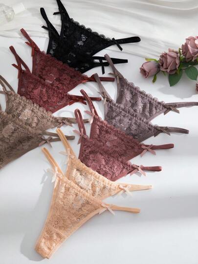 Multi Romantic Verleidelijke Kanten Ladies String Panties Lingerie view 5