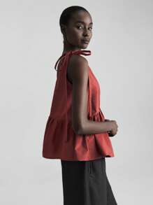 Ontre 2 件红色细肩带背心，女式波西米亚海滩风格简约时尚吊带背心，适合夏季 - 棕色 - 查看 7