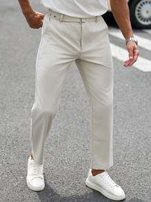 Manfinity Homme Pantaloni simpli pentru bărbați, cu curea, casual/de serviciu, pentru naveta