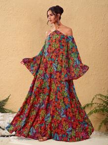 JIAN LASALA 女士多色长裙 波西米亚风细肩带长袖花卉印花拉链荷叶边露背女式夏季服装 女式夏季连衣裙 女式太阳裙 度假服装 外出海滩度假服装 欧洲夏季女式夏季服装 夏威夷服装 安卡拉连衣裙 度假装 飘逸连衣裙 复古返校节礼服 婚礼宾客礼服 女士约会晚礼服 - 彩色 - 查看 1