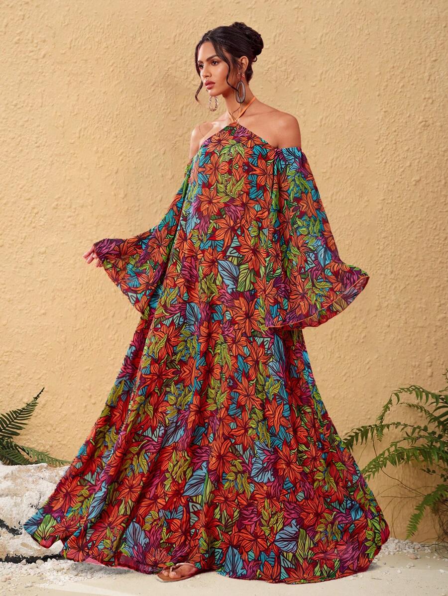 JIAN LASALA 女士多色长裙 波西米亚风细肩带长袖花卉印花拉链荷叶边露背女式夏季服装 女式夏季连衣裙 女式太阳裙 度假服装 外出海滩度假服装 欧洲夏季女式夏季服装 夏威夷服装 安卡拉连衣裙 度假装 飘逸连衣裙 复古返校节礼服 婚礼宾客礼服 女士约会晚礼服 - 彩色 - 查看 1