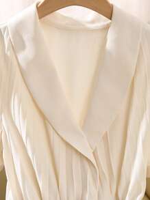 Franclia French V-Neck Pleated Long Skirt With Belt Ladies Dress Pleated Skirt Business Casual Women's Clothing - White - View 4