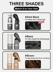 SlowSunday Hairline Finishing Powder, Dark Black, Cover Roots, Fill In Sparse Spots, Multiple Color Options, Suitable For All Hair Types, Perfect For Autumn And Winter Hair Care, Ideal For Holiday, Party, Travel, Outdoor Activity, Y2k Fashion, And Cosplay, Thanksgiving, Christmas, Holiday Gifts