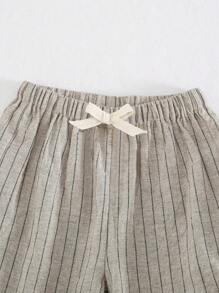 Cozy Pixies Baby Boy Colorful Striped Elastic Waist Casual Pants With Bowknot Decor