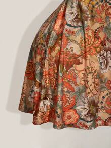 SHEIN ICON 加大码女式露背夏季外出夏威夷波西米亚风海滩派对露背佩斯利印花西部迷你连衣裙 - 彩色 - 查看 8