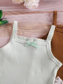 6件套年轻女孩休闲吊带罗纹碎花短裤，多色可选，春夏必备单品 - 彩色 - 查看 4