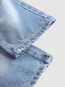 SHEIN Toddler Girls Casual Basic Cute Blue Loose Wide-Leg Jeans, Infant & Baby Girl Autumn Winter Denim Pants,Fleece And Thicken Clothing