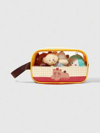 Kawaii Cute Bear Plaid Sheer Pouch Accessory Organizer Bag