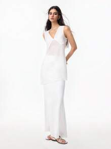 LYSMO Women's Solid Color V-Neck Casual Camisole For Summer - White - View 8