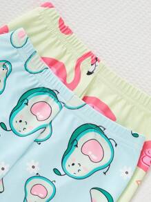 School Girl 2pcs/Set Allover Print Shorts & Snug Fit Short Sleeve Sleepwear, Casual - Multicolor - View 7