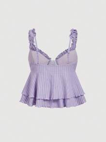 SHEIN MOD Váy hai dây xếp nếp hoa dễ thương lãng mạn màu hoa oải hương, váy suông phong cách vườn, ngày lễ, dã ngoại, đêm hẹn hò, phong cách Boho - Màu Lilac Tím - Xem 2