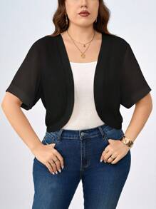 Chikora Plus Size Solid Color Minimalist Daily Summer Jacket,Business Casual Woman