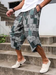 Manfinity Homme Pantalones 3/4 informales y sueltos estampados para hombre