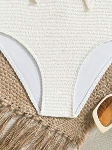 Set di tankini estivi con spalline sottili e groviglio per ragazza pre-adolescente, adatto per spiaggia, piscina, vacanza
