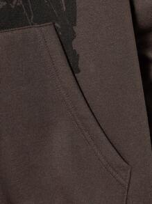 AXEPEAK Loose Fit Men's Angel & Letter Print Pocket Sweatshirt, Streetwear Casual, Fall, Winter