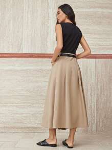 Dazy-Less 女式撞色拼接修身吊带连衣裙，配有可拆卸肩带，优雅的办公室休闲装，夏季