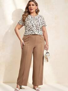 Chikora 休閒大尺碼女士印花短袖襯衫