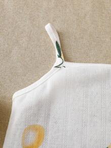 SHEIN Vintaside Kids Ensemble 2 pièces haut et pantalon pour bébé fille, en tissu jacquard décontracté, motif citron. À porter à l'extérieur, mignon et à la mode, doux et charmant. Convient pour le printemps et l'été, les vacances, le quotidien, la maison et les voyages.