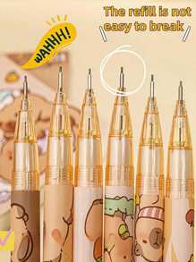 SHEIN 1pc/3pcs/6pcs/12pcs Capybara Erase Push-Button Automatic Pencil, (6pcs Box) Color Style Random, High-Quality Creative Student Stationery Pen, Cute Erase Automatic Pencil, 0.5mm Student 2B Pencil, No To Sharpen The Core, Replaceable Core Push-Button Automatic Core, Smooth Writing, Built-In Eraser, Suitable For Adult And Student Creation, Family Drawing, Christmas Card Coloring,Office Signature Supplies, Giftery For Family, Friends, Colleagues, Boys, Girls, School Supplies