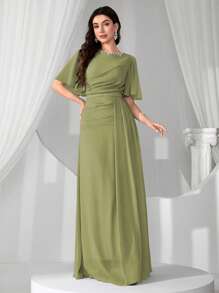 高端晚礼服舞会礼服，带亮片和仿珍珠领，精致淑女优雅奢华礼服 - 草綠色 - 查看 4