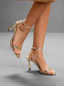 CUCCOO SZL Women's Fashion Gold High Heel Sandals, Minimalist & Practical Multi-Function - Gold - View 5