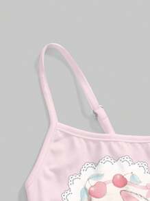 ROMWE Kawaii 可爱清纯，精致粉色兔子蝴蝶结装饰女士夏季上衣，适合外出穿着 - 白色 - 查看 4