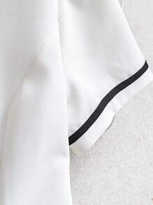 Franclia Rochie mulată cu decolteu în V, alb-negru, în culori contrastante, stil universitar - alb - Vizualizare 5