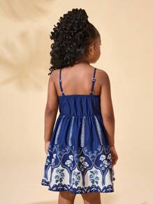 SHEIN 年轻女孩雪纺碎花细肩带连衣裙 - 彩色 - 查看 2