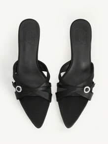 CUCCOO CHICEST Women's Pointed Toe Stiletto Heel Versatile High Heel Sandals - Black - View 11